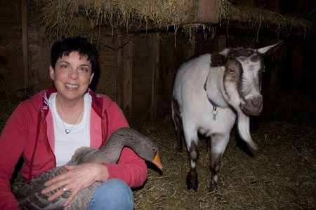 Judy with goose and goat